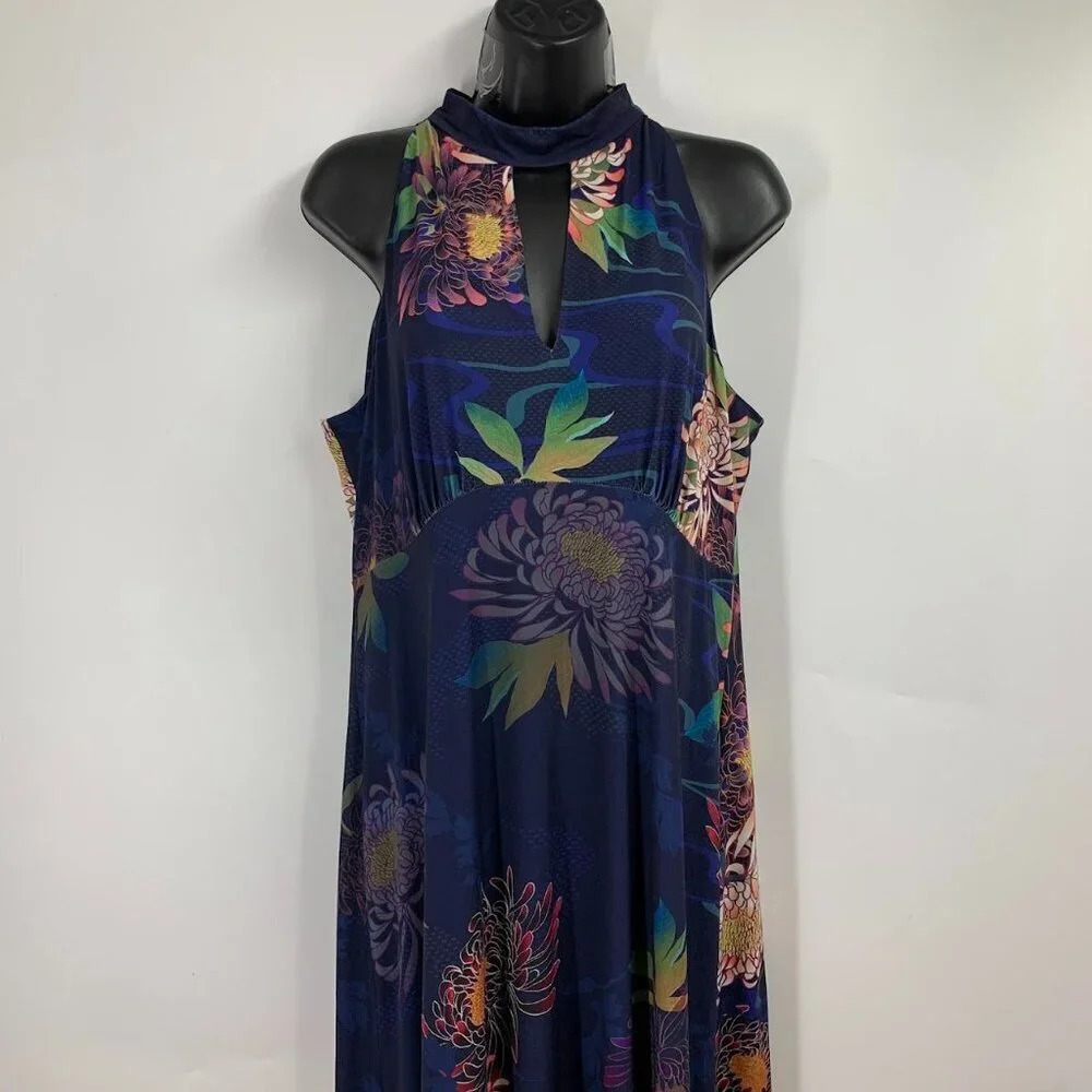 Monsoon Women's Floral Mock Plunge Neck Maxi Dress Size 12 - Picture 5 of 16